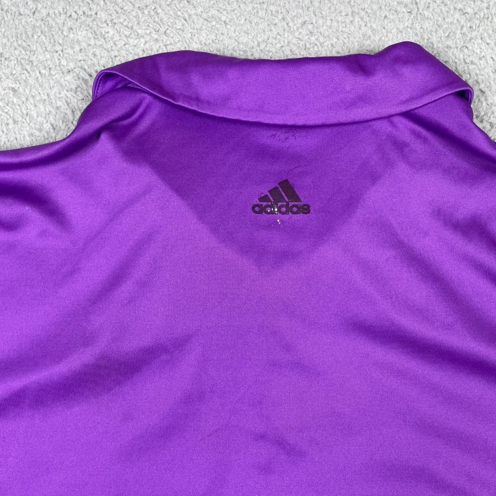 Adidas Puremotion Golf Polo Mens Medium Purple Graphic Short Sleeve Performance